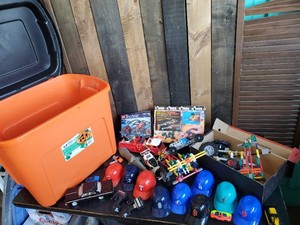 Vintage Lot of toys Baseball Caps, Mini Mercury Motors, K Nex and more