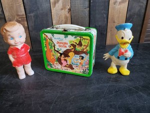 Vintage Lot of Disney Toys and Metal Jungle Book Lunchbox