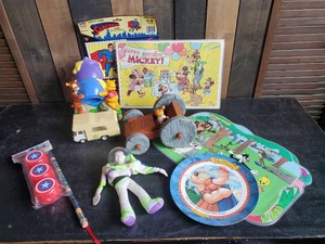 Lot of Vintage Toys - Flintstone Car, Tonka, Buzz Lightyear More