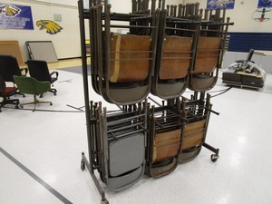 (45) Folding Chairs & Rolling Cart