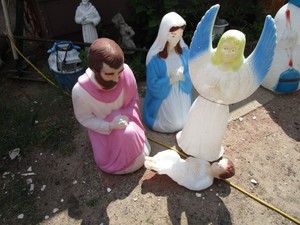 Vintage blow molds Mary, Joseph, A...
