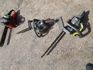 Three chainsaws, Ryobi, Craftsman, ...