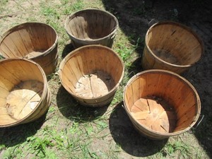 Bushel baskets, six - one with bad ...