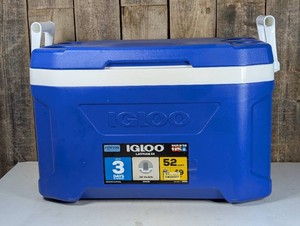 Igloo Latitude 52qt Cooler - Blue 85-Can Capacity, One-Hand Opening, Cup Holder
