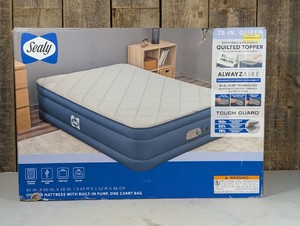 Sealy AlwayzAire Tough Guard Duvet Top Air Mattress Queen with Built-in Dual Pump