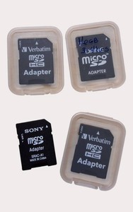 Lot of 4 microSD Card Adapters  Sony & Verbatim Memory Card Adapters with Cases