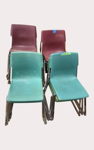 Lot of 19 Stackable Classroom Chairs  Mixed Colors  Heavy-Duty School Chairs