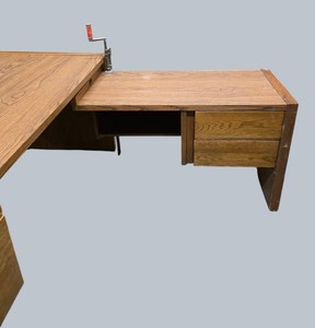 Lot of 3 Executive L-Shaped Wood Office Desks with Drawers  Commercial Workstations