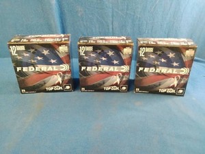 (3) Boxes Federal Premium Top Gun 12-gauge shotshells designed for target shooting.