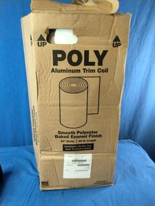 24-inch wide by 50-foot long roll of Glacier White smooth poly aluminum trim coil.