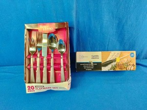 Better Homes brand 20-piece flatware sets and Mainstays Electric Knife