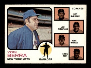 1973 Topps New York Mets Coaches Card Yogi Berra Head Coach Vintage Hall of Fame