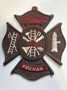 Cast Iron Fireman Plaque 9 Tall