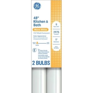 GE Fluorescent Tube Light Bulbs, 32 Watt, Warm White, 48in, T8 Bulb, G13 Base, 2pk MSRP $64.92 (lot of 6)
