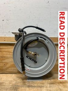 Klutch Auto-Rewind Air Hose Reel with 38in. x 50ft. Rubber Hose, 300 PSI