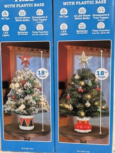 Pair of Christmas Tree with Character Base, 18 in