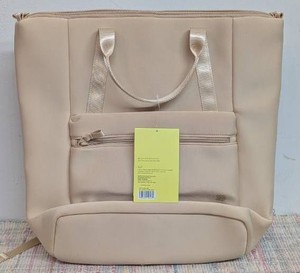 ALL IN MOTION FAUX NEOPRENE TOTE BACKPACK - TAN