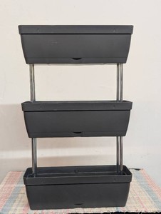 Set of 3 Tiered Window Box Planters in Black