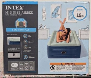 Intex Elevated 18 Pillow Rest Twin Air Mattress with Internal Pump