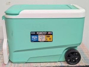 Igloo Wheelie Cool 38qt Rolling Cooler - Mint 53 Can Capacity, Hard-Sided Design
