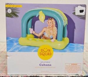 Sun Squad Lemonade Cabana Inflatable Pool Float 4.1 Long w Serving Station