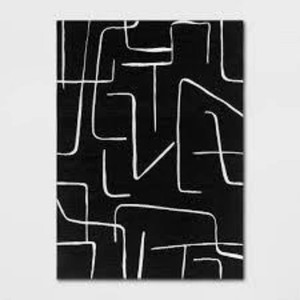 53x7 Abstract Lines Outdoor Area Rug Black - Threshold