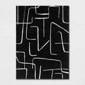 53x7 Abstract Lines Outdoor Area Rug Black - Threshold