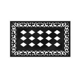 Evergreen Black Fleur Scroll Sassafras Floor Mat