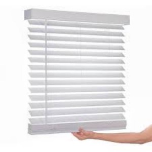 White Cordless 2 in. Faux Wood Blind - 31.25 in. W x 48 in. L (Actual Size 30.75 in. W x 48 in. L)