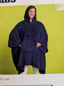 Room Essentials 60x80in Oversized Jacquard Plush Wearable Blanket Navy Blue