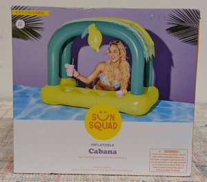 Sun Squad Lemonade Cabana Inflatable Pool Float 4.1 Long w Serving Station