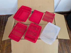 Set of 8 Cooks Essential Microwave Multicookers in Red