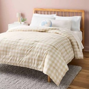 FullQueen Ivory & Cream Gingham Reversible Microfiber Comforter Room Essentials