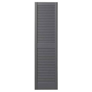 15 in. x 59 in. Open Louvered Polypropylene Shutters Pair in Spanish Gray