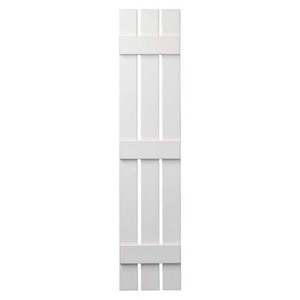 13 in. x 55 in. Polypropylene 3-Board Open Board and Batten Shutters Pair in White