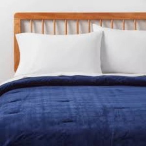 TwinTwin Extra Long Corduroy Plaid Comforter Navy Blue - Room Essentials
