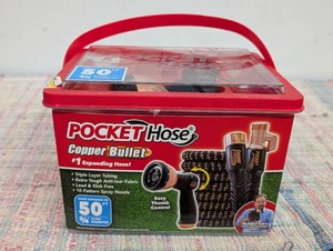 As Seen on TV 50 Pocket Hose Copper Bullet Thumb Spray Nozzle Black Expandable Hose
