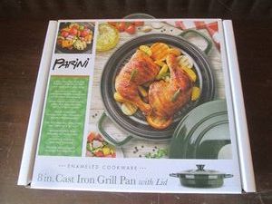 Parini 8in Cast Iron Grill Pan with Lid
