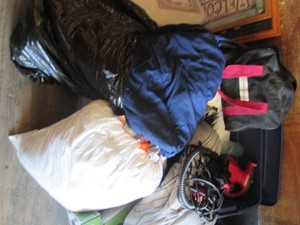 Lot of bedding and a fabric steamer