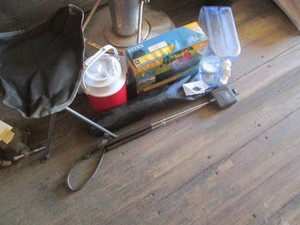 Air mattress, stool and other camping gear
