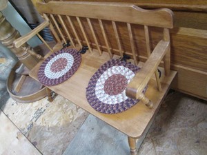 Wood mission style entry bench with...