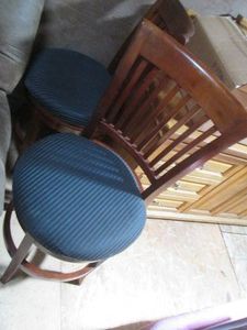 Pair of (2) Wood framed padded seat...