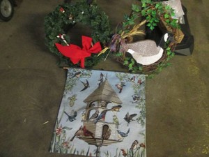 Pair of assorted season wreaths and...