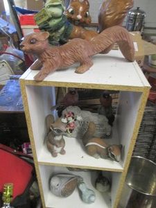 Wood cubbie style shelf with a vari...
