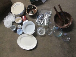 Wood Salad bowl with utensils, Glas...