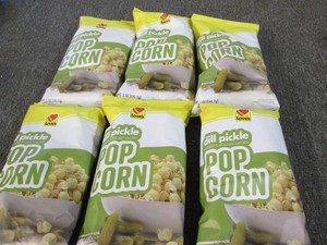 6 Loves dill pickle popcorn dated 3...