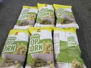 6 Loves dill pickle popcorn dated 3...