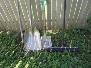 Yard Tools Rake, Scoop, Broom