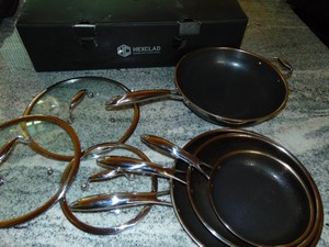 HexClad 7-Piece Hybrid Nonstick Cookware Set Wok  With Lids