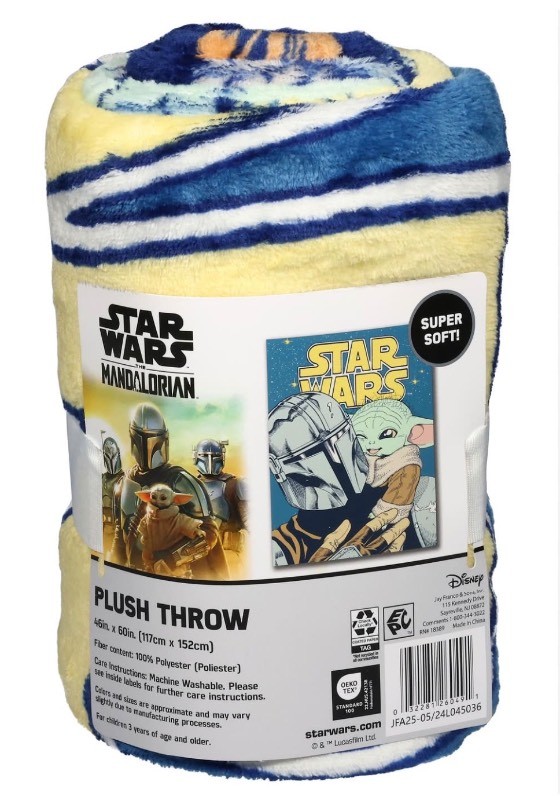 Star Wars The Mandalorian Plush Throw, 46 x 60 - Brand New Q